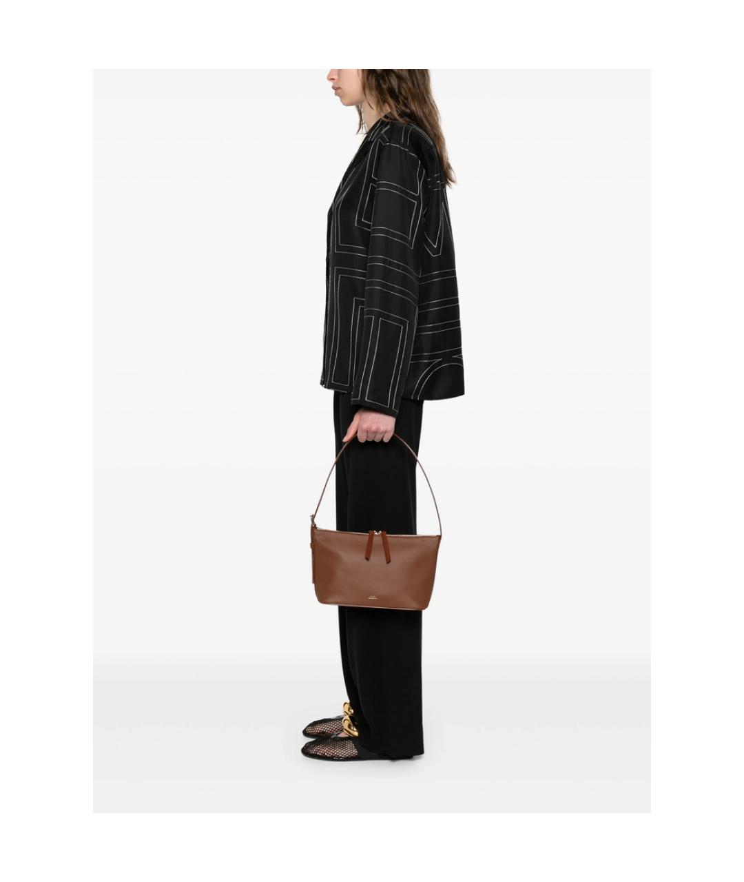 A.P.C. Коричневая кожаная сумка через плечо, фото 2