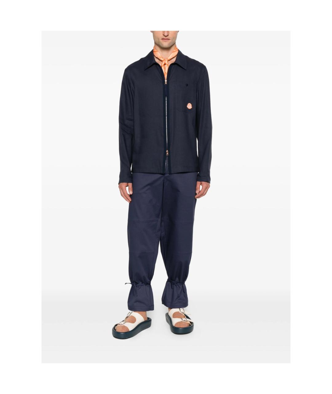 MONCLER Синие хлопковые повседневные брюки, фото 3
