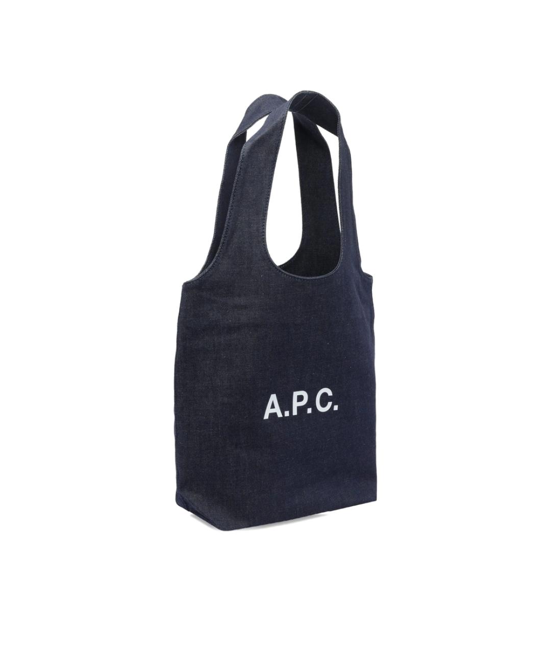 A.P.C. Синяя хлопковая сумка тоут, фото 3