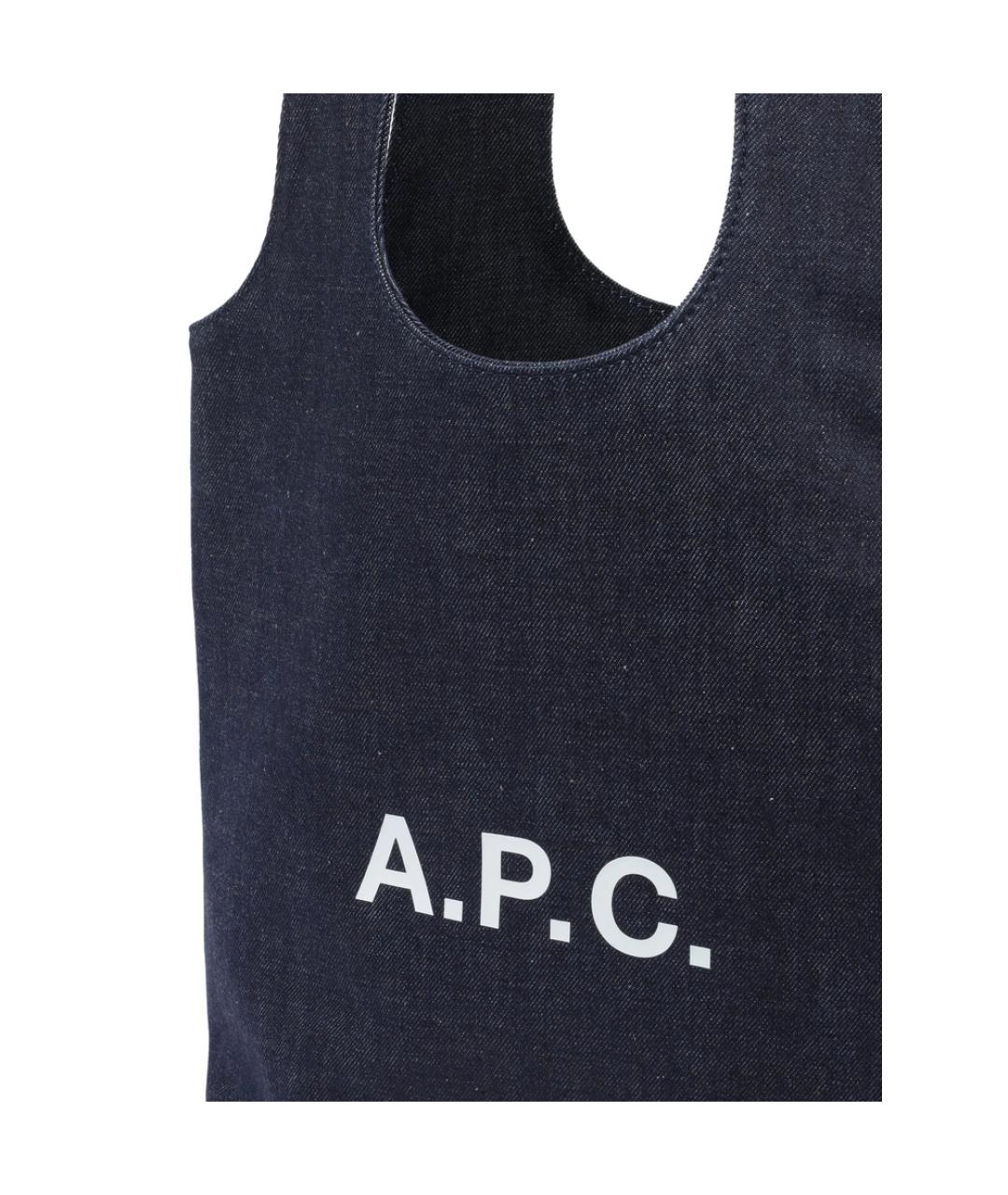 A.P.C. Синяя хлопковая сумка тоут, фото 4