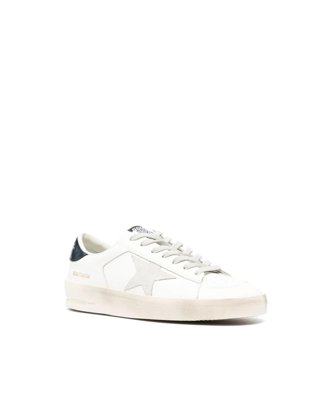 GOLDEN GOOSE Белые кожаные низкие кроссовки / кеды, фото 4