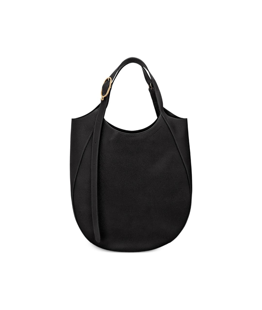 LONGCHAMP Черная кожаная сумка тоут, фото 1