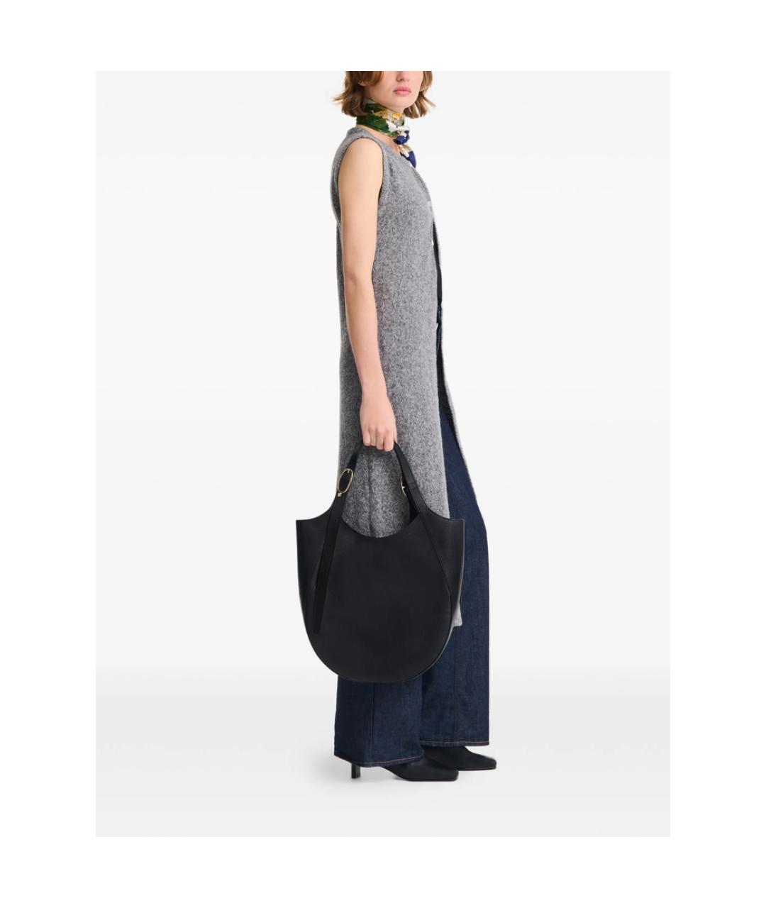 LONGCHAMP Черная кожаная сумка тоут, фото 4