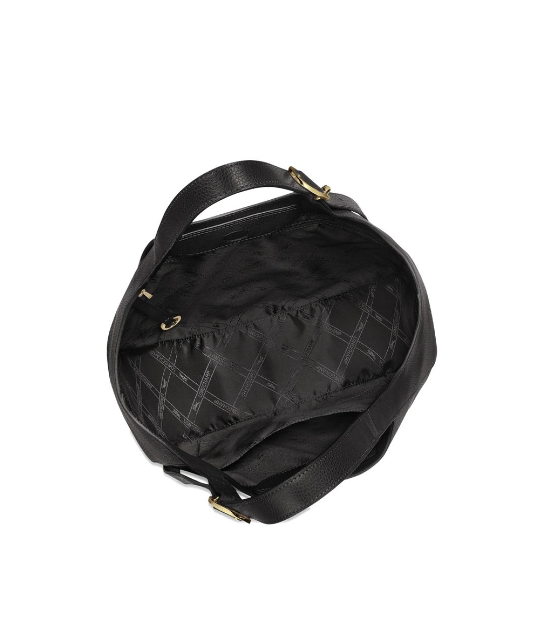 LONGCHAMP Черная кожаная сумка тоут, фото 3