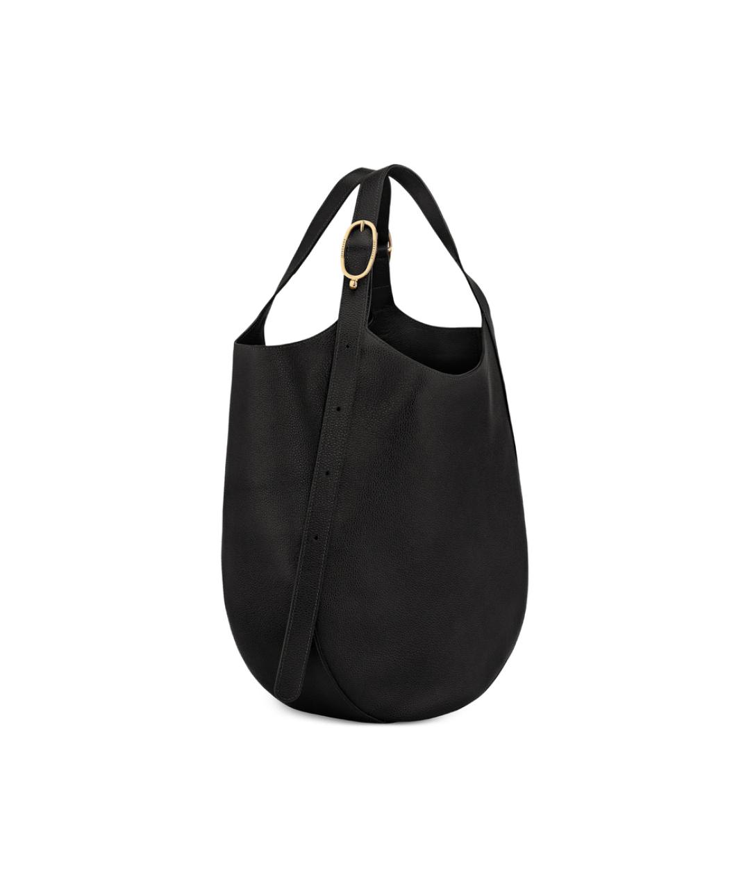 LONGCHAMP Черная кожаная сумка тоут, фото 6