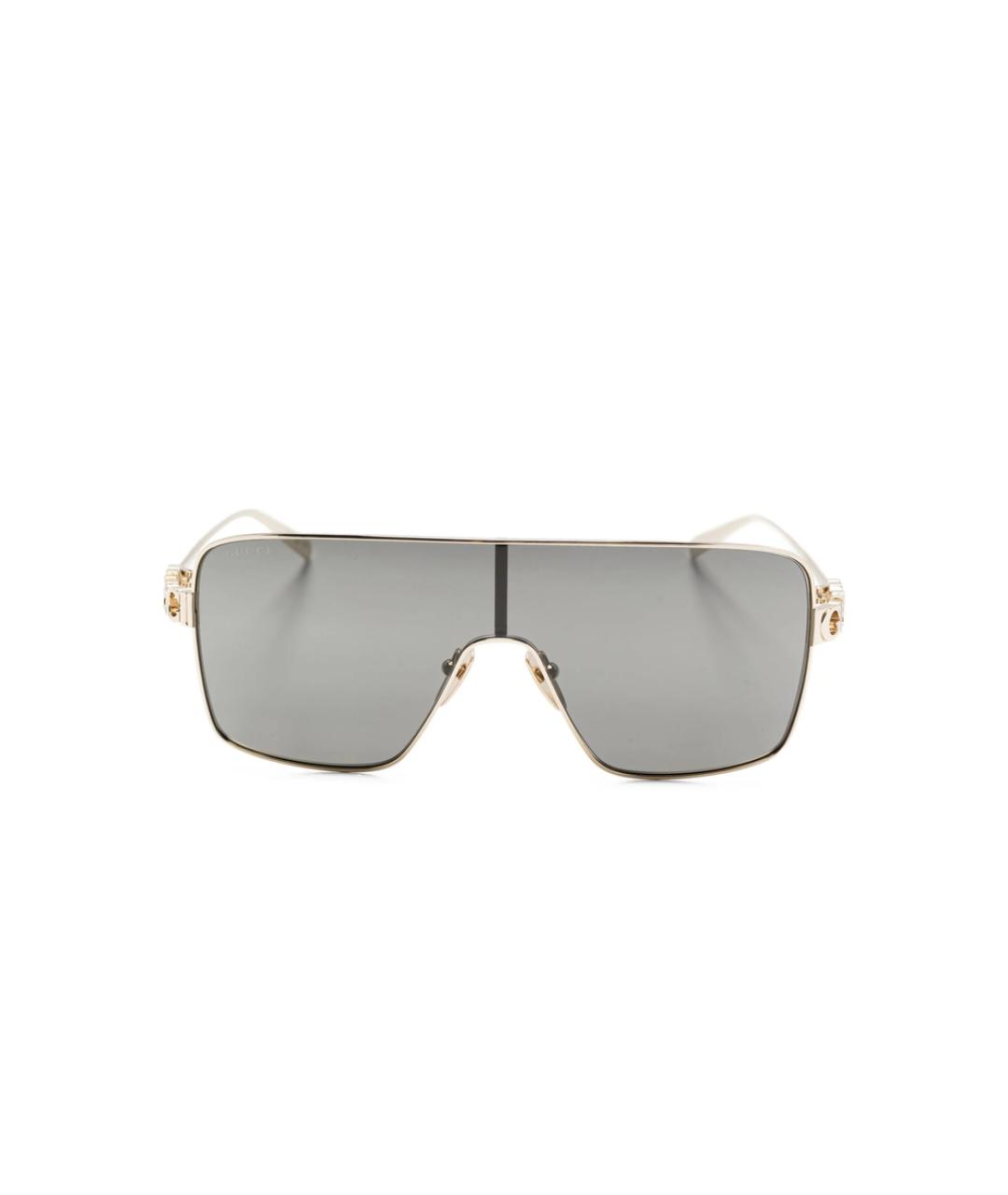 GUCCI Золотые металлические солнцезащитные очки, фото 1