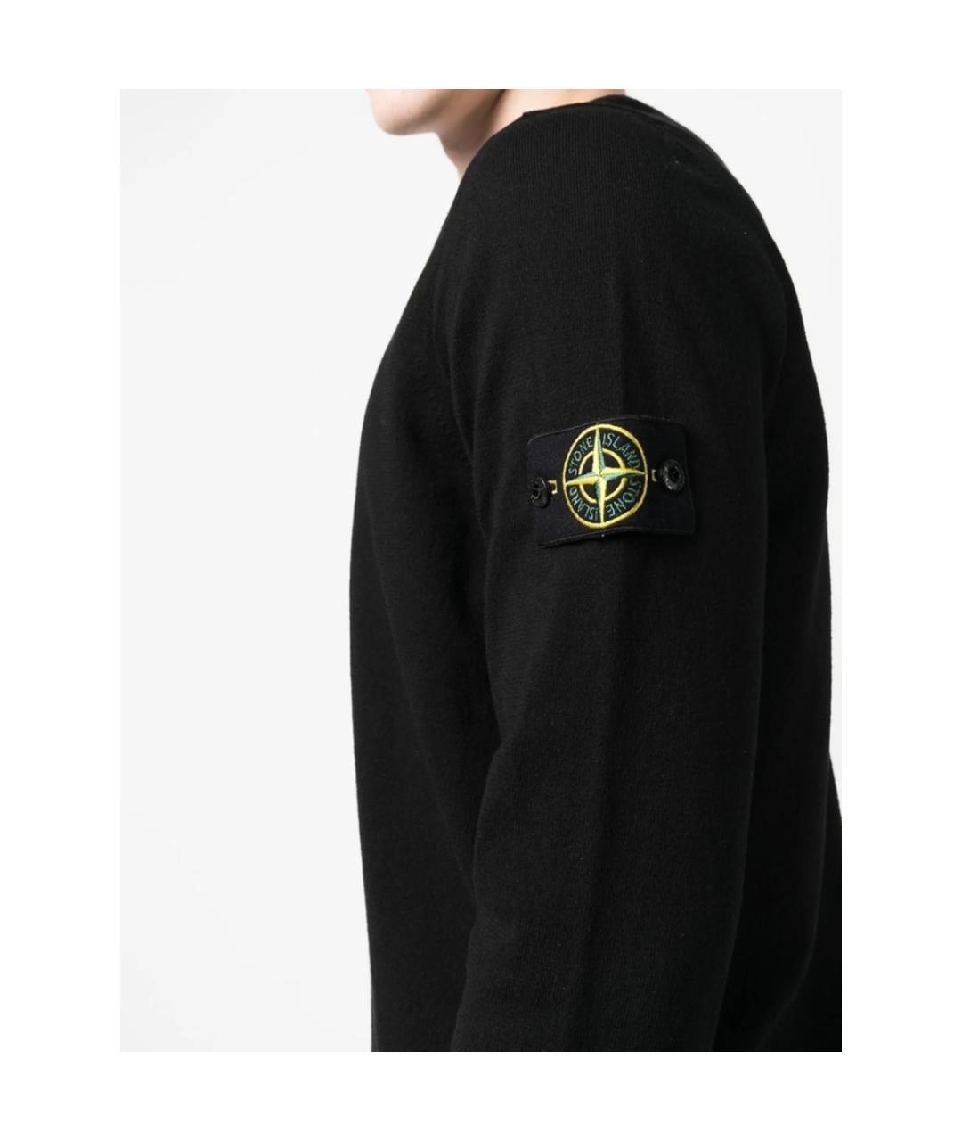 STONE ISLAND Черный хлопковый джемпер / свитер, фото 4