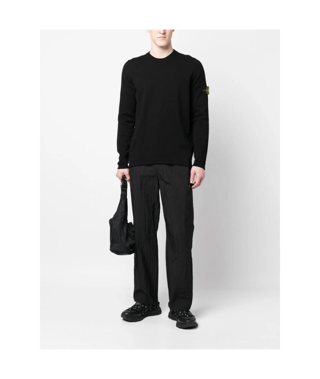 STONE ISLAND Черный хлопковый джемпер / свитер, фото 3