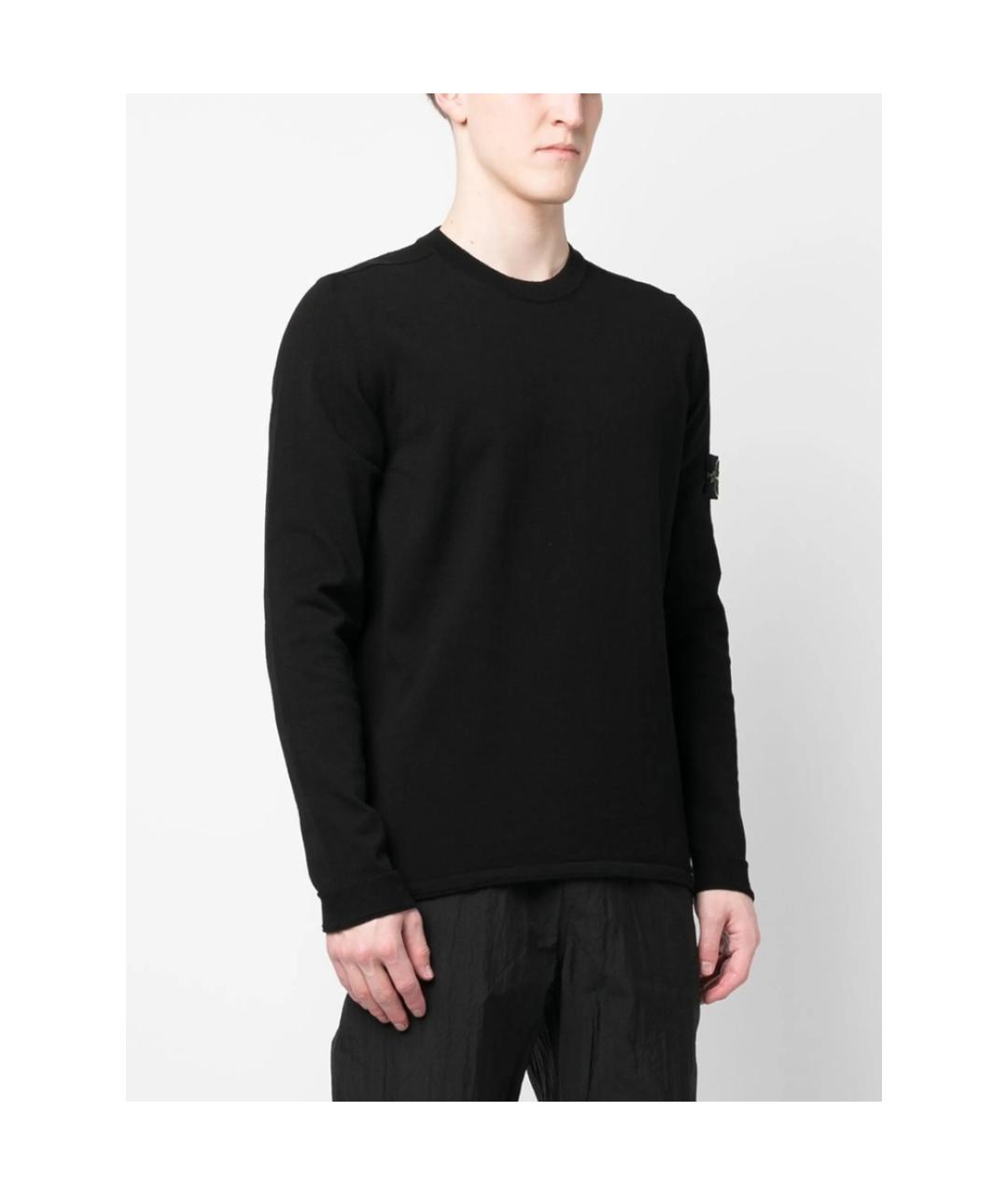 STONE ISLAND Черный хлопковый джемпер / свитер, фото 2