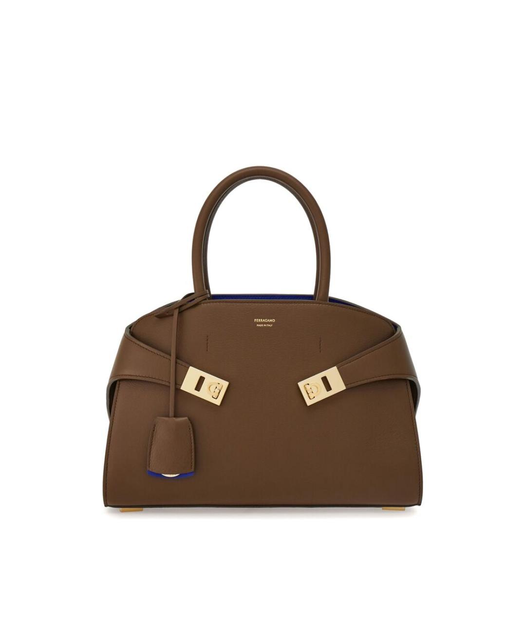 FERRAGAMO Коричневая кожаная сумка тоут, фото 1