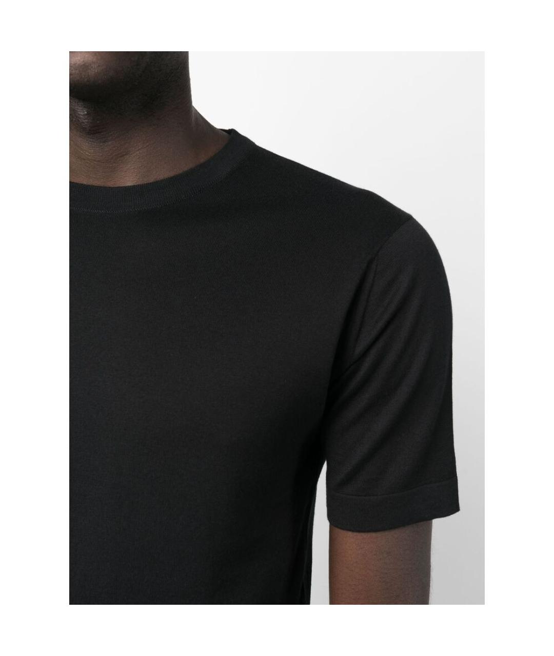 JOHN SMEDLEY Черная хлопковая футболка, фото 2