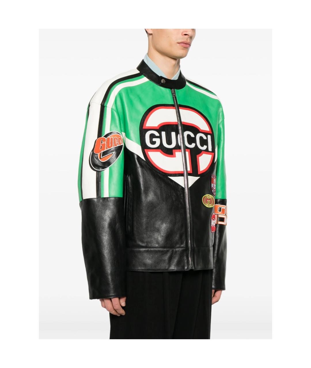 GUCCI Черная кожаная куртка, фото 2