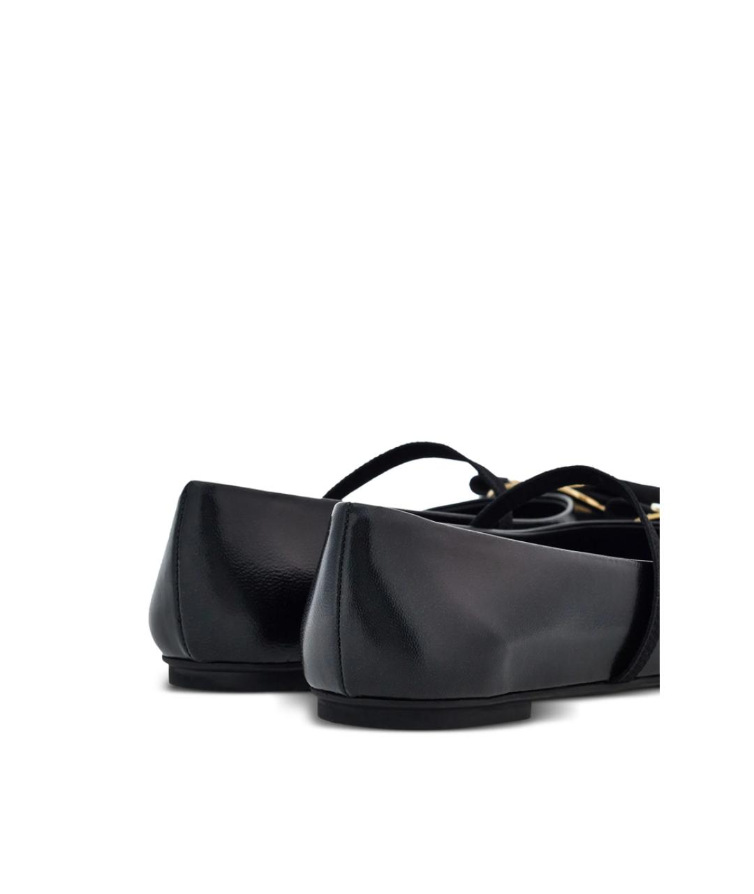 FERRAGAMO Черные кожаные балетки, фото 4