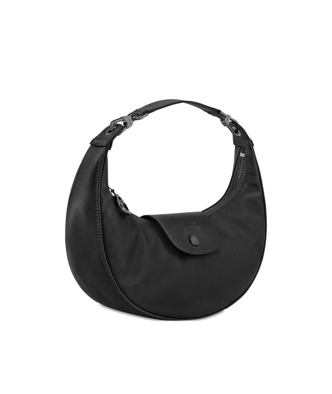 LONGCHAMP Черная кожаная сумка через плечо, фото 5