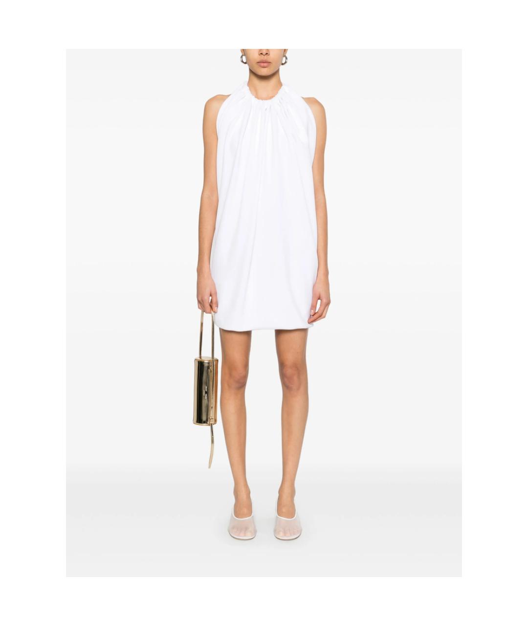 SPORTMAX Белое полиэстеровое повседневное платье, фото 4