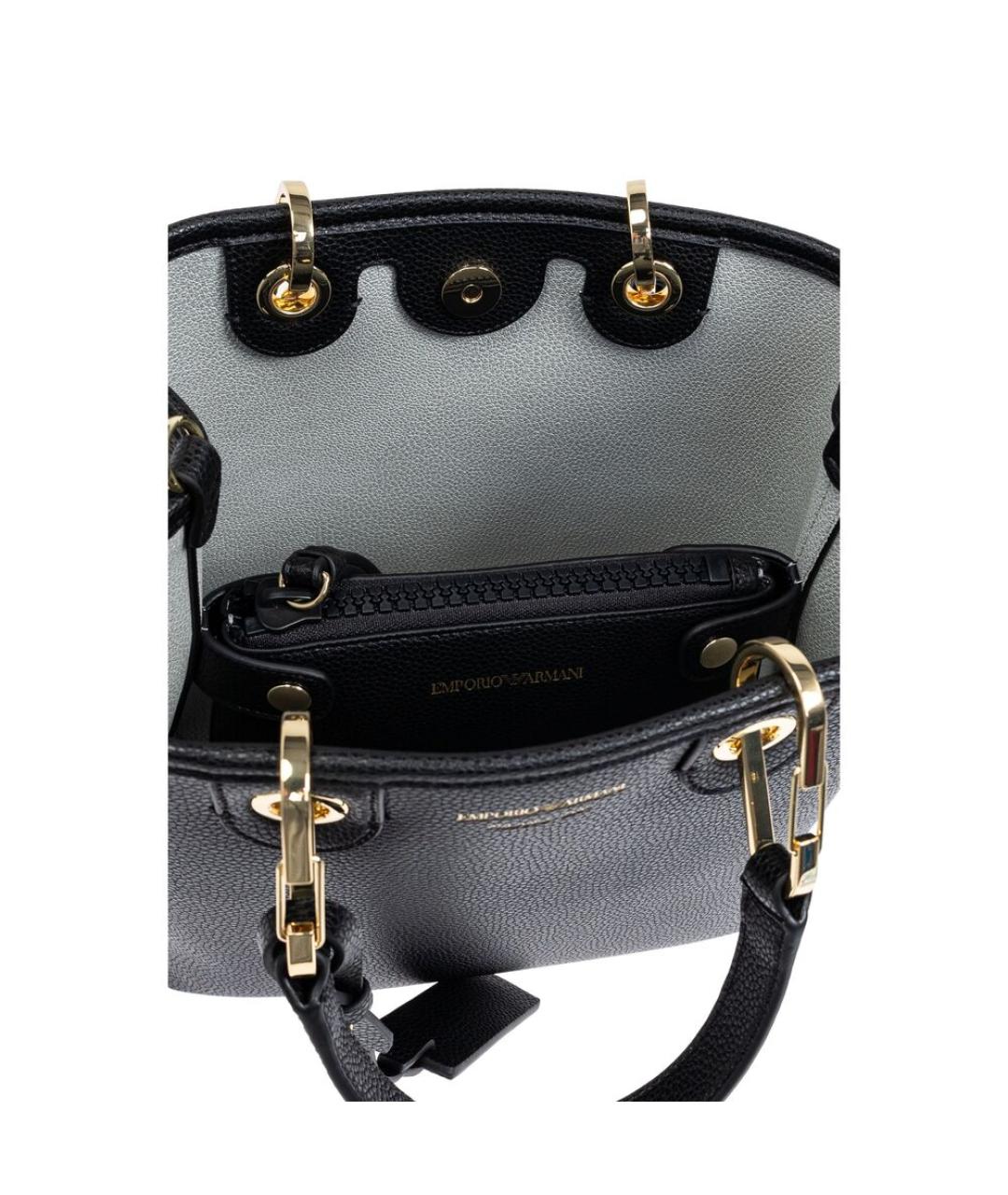 EMPORIO ARMANI Черная сумка тоут из искусственной кожи, фото 6