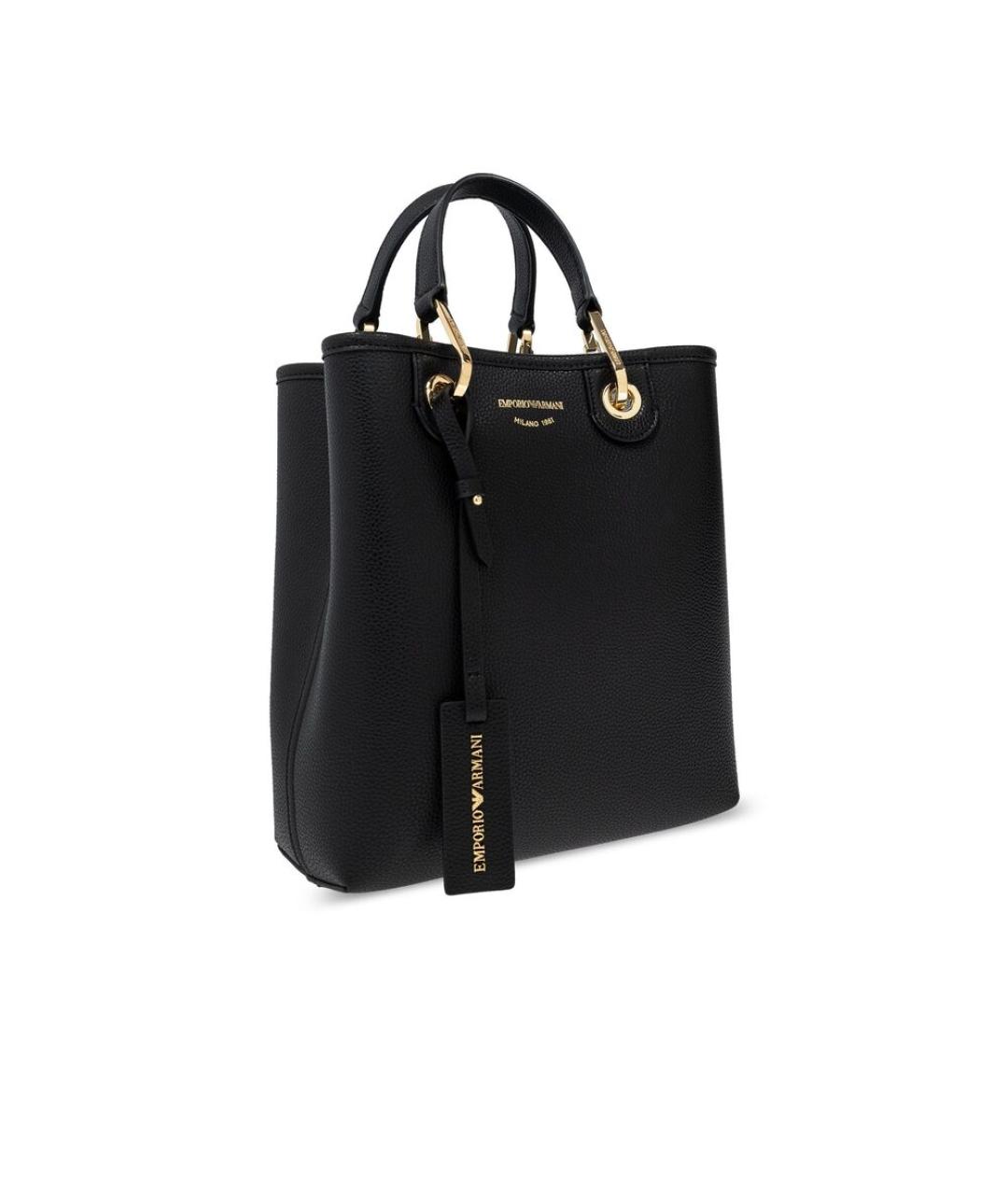EMPORIO ARMANI Черная сумка тоут из искусственной кожи, фото 3
