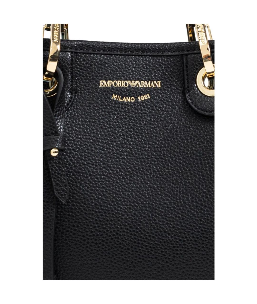 EMPORIO ARMANI Черная сумка тоут из искусственной кожи, фото 4