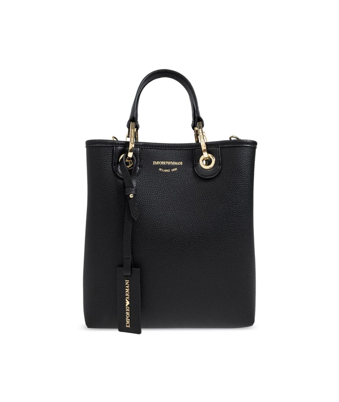 EMPORIO ARMANI Черная сумка тоут из искусственной кожи, фото 1