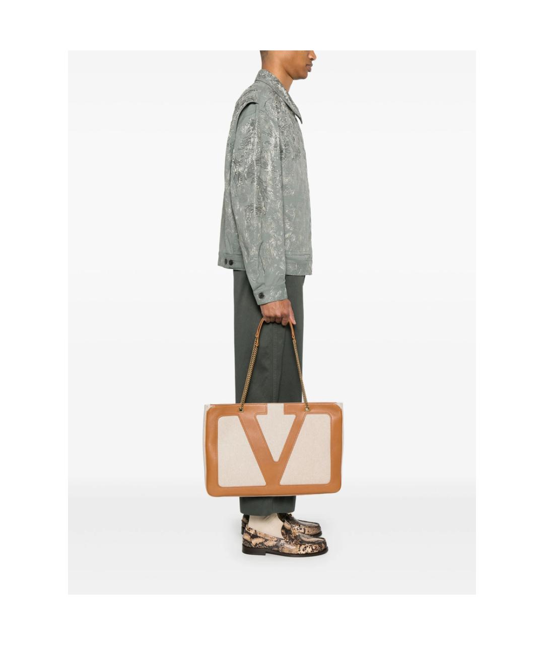 VALENTINO Коричневая жаккардовая сумка тоут, фото 4