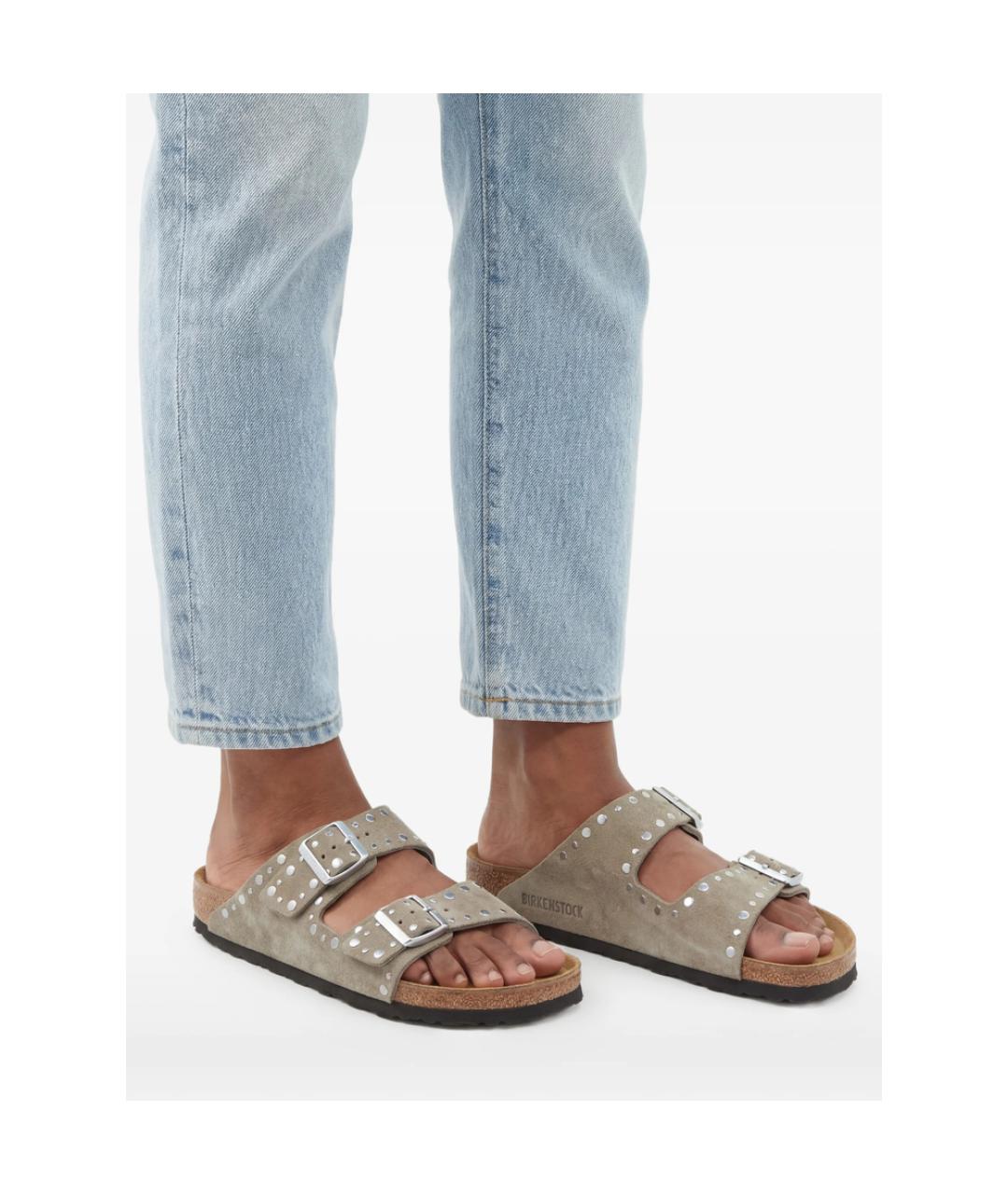 BIRKENSTOCK Серые замшевые сандалии, фото 5
