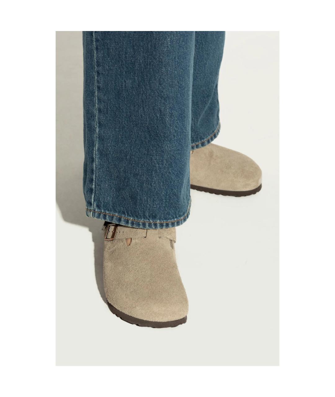 BIRKENSTOCK Бежевые замшевые мюли, фото 5