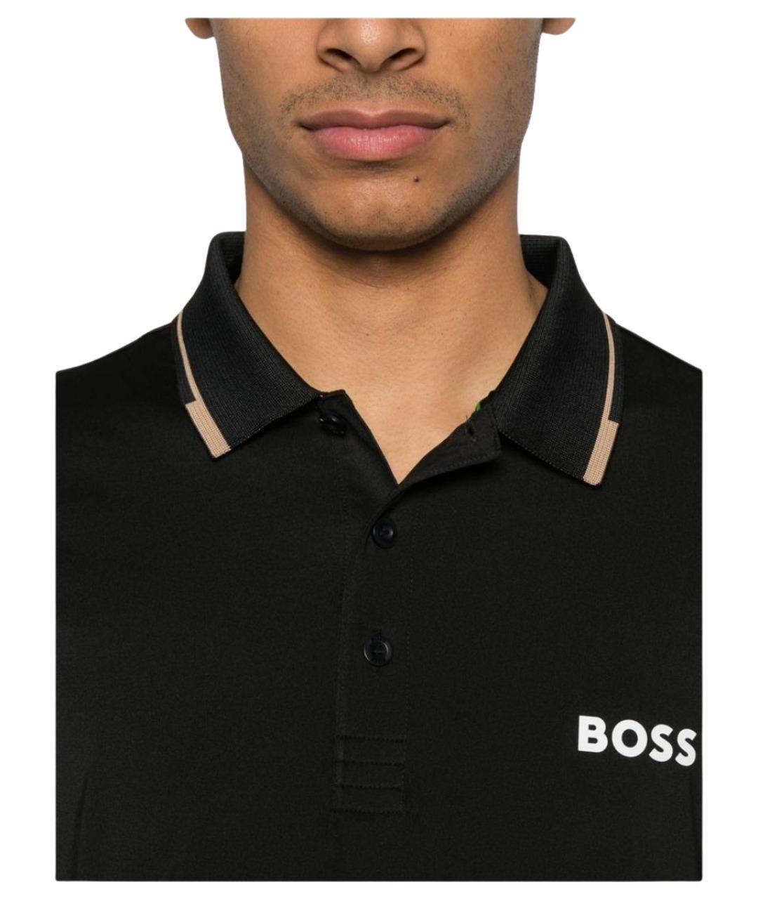 HUGO BOSS Черное поло с коротким рукавом, фото 2