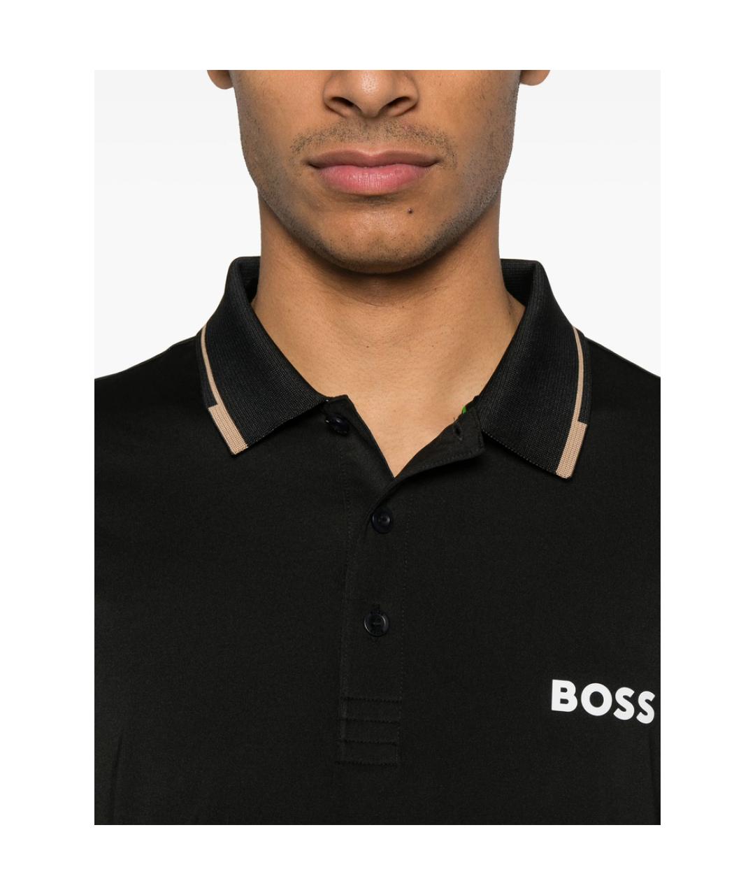 HUGO BOSS Черное поло с коротким рукавом, фото 2
