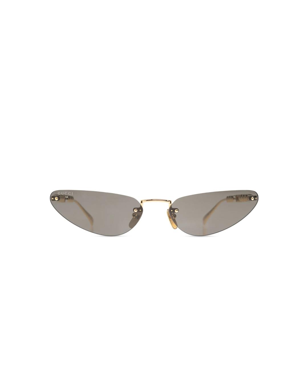 GUCCI Золотые металлические солнцезащитные очки, фото 1
