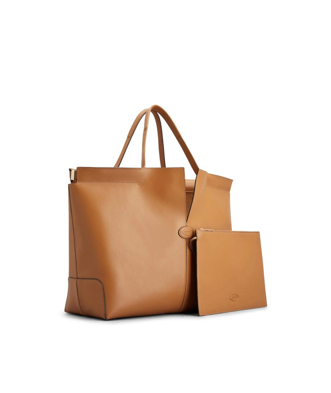TOD'S Бежевая кожаная сумка тоут, фото 2