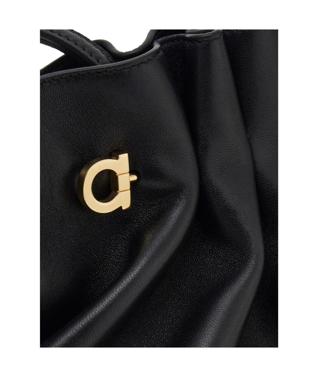 FERRAGAMO Черная кожаная сумка через плечо, фото 3