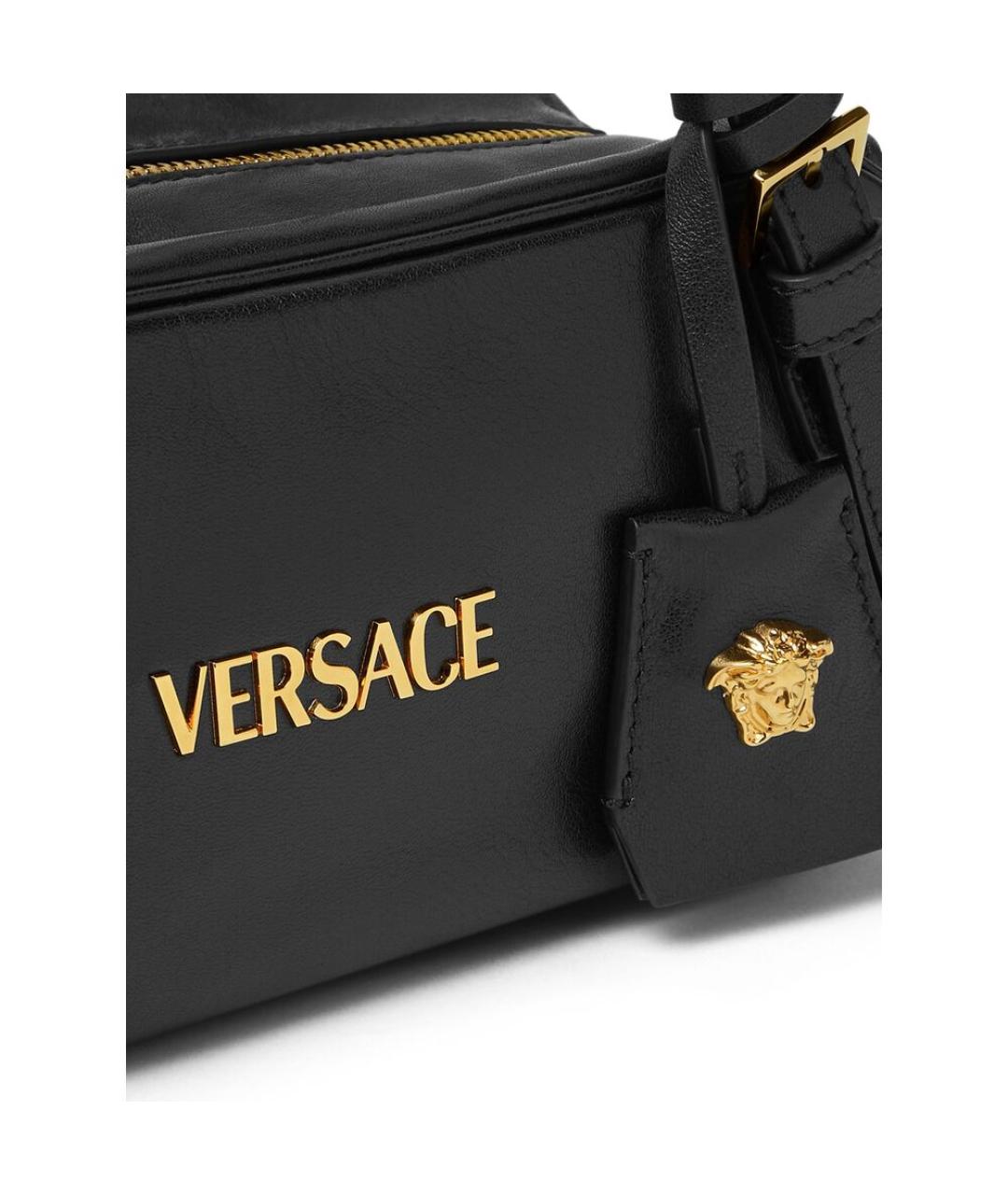 VERSACE Черная кожаная сумка через плечо, фото 3
