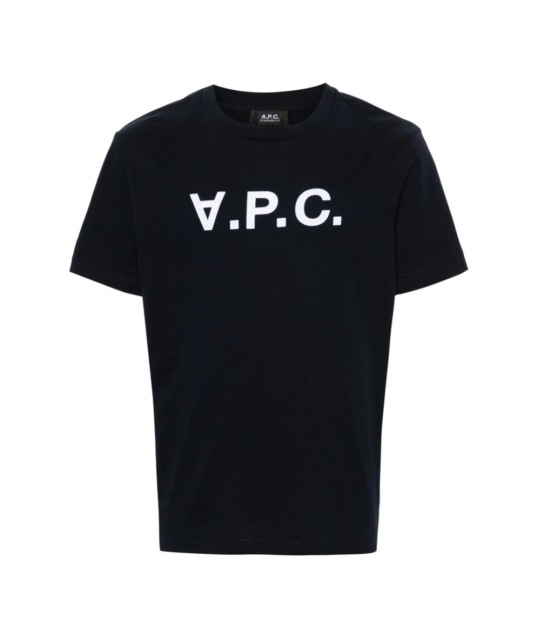 A.P.C. Темно-синяя хлопковая футболка, фото 1