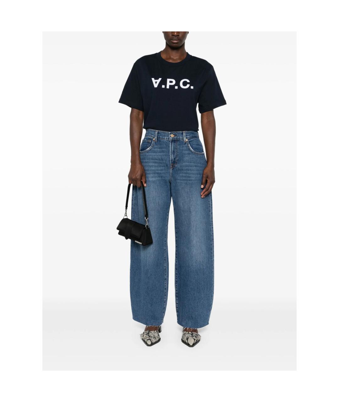 A.P.C. Темно-синяя хлопковая футболка, фото 2