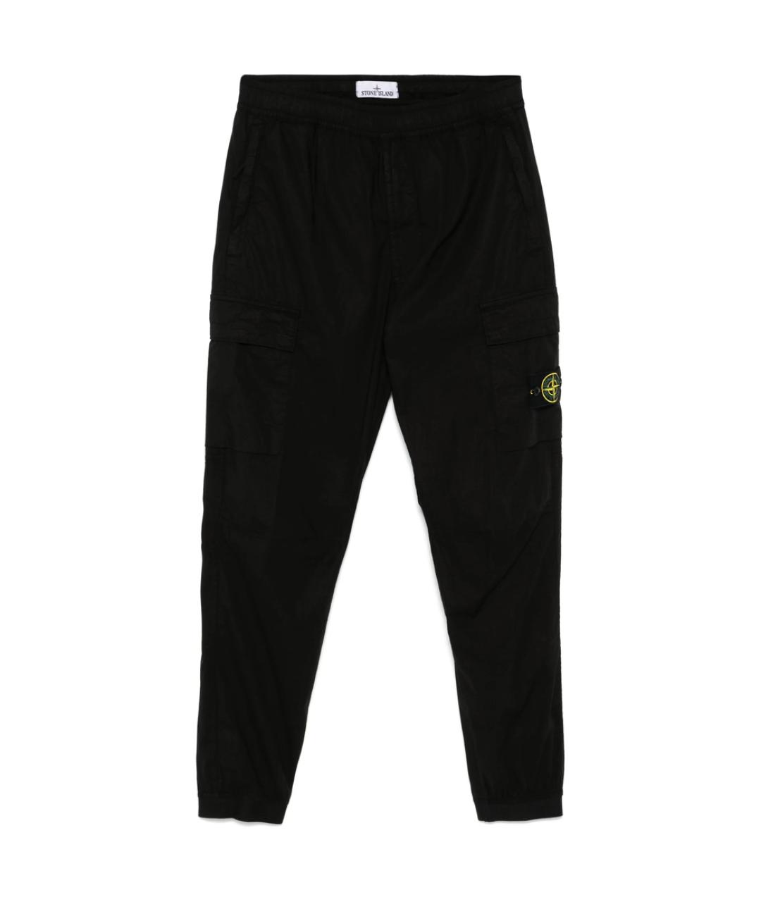 STONE ISLAND Черные хлопковые повседневные брюки, фото 1