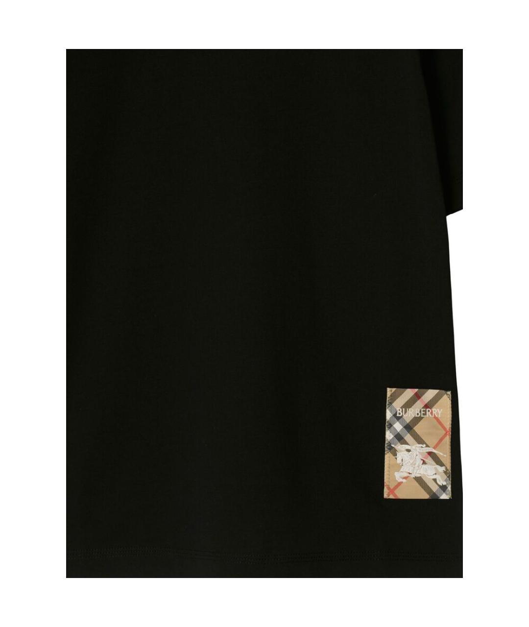 BURBERRY Черная хлопковая футболка, фото 4