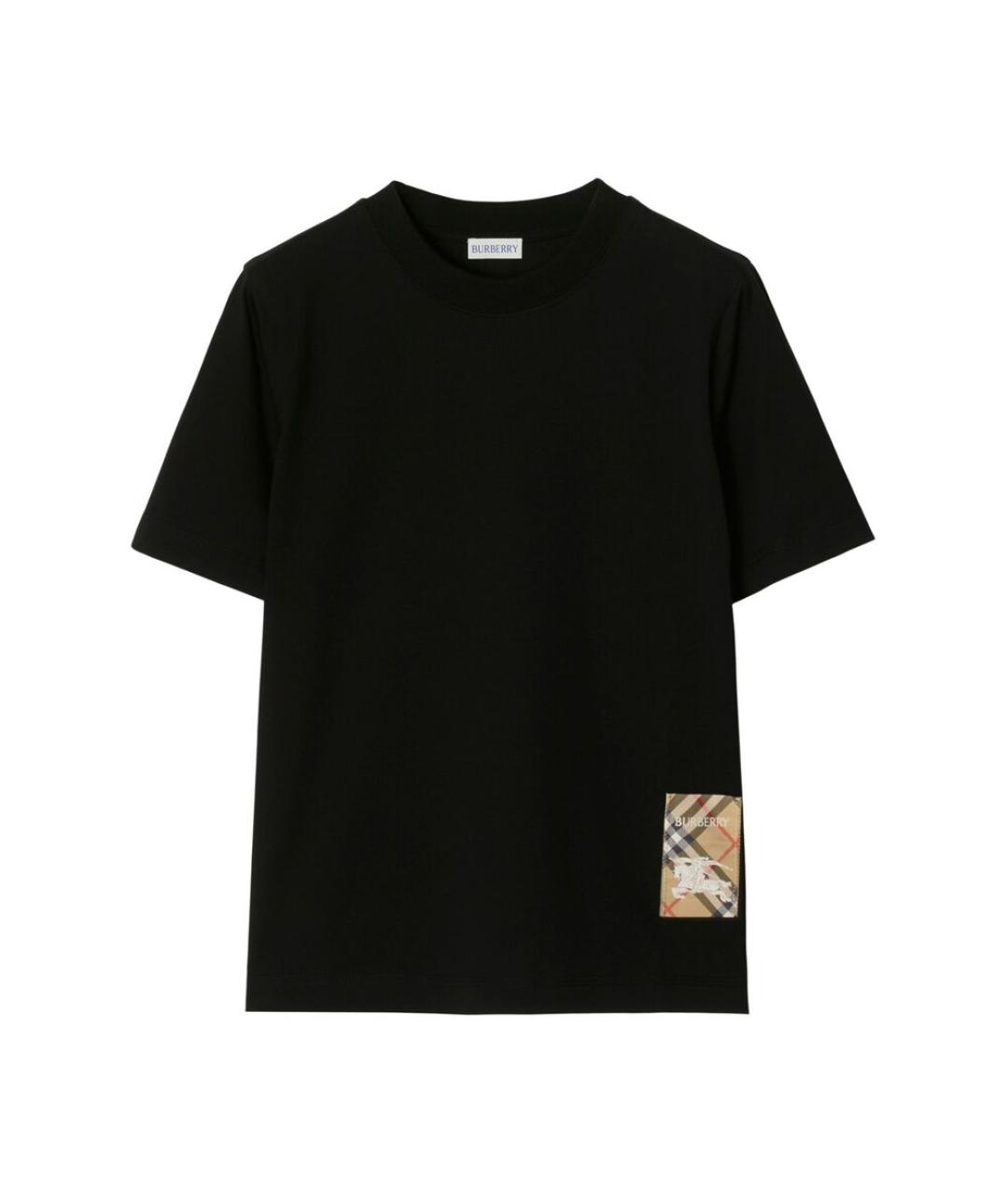 BURBERRY Черная хлопковая футболка, фото 1