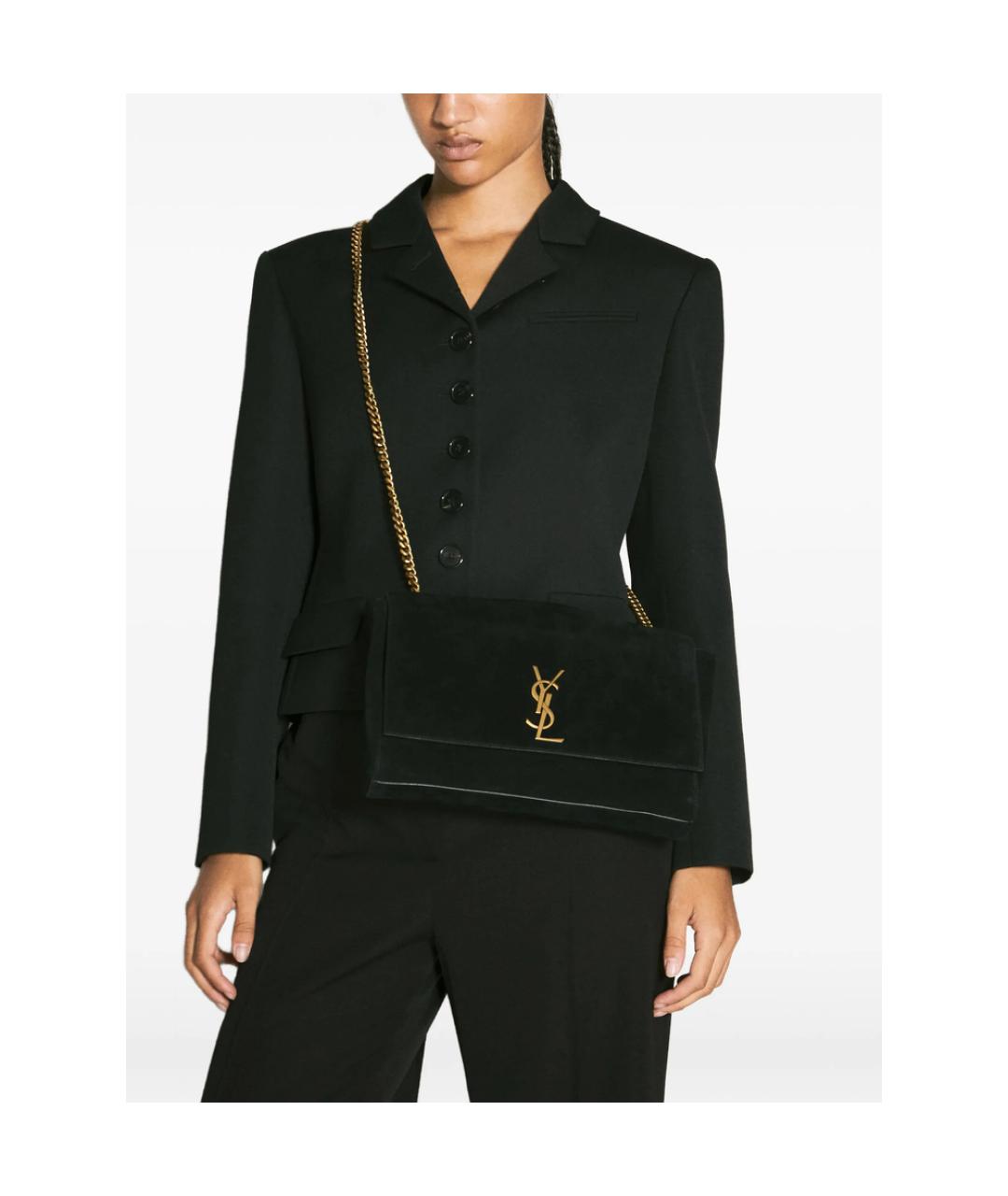 SAINT LAURENT Черная кожаная сумка через плечо, фото 2