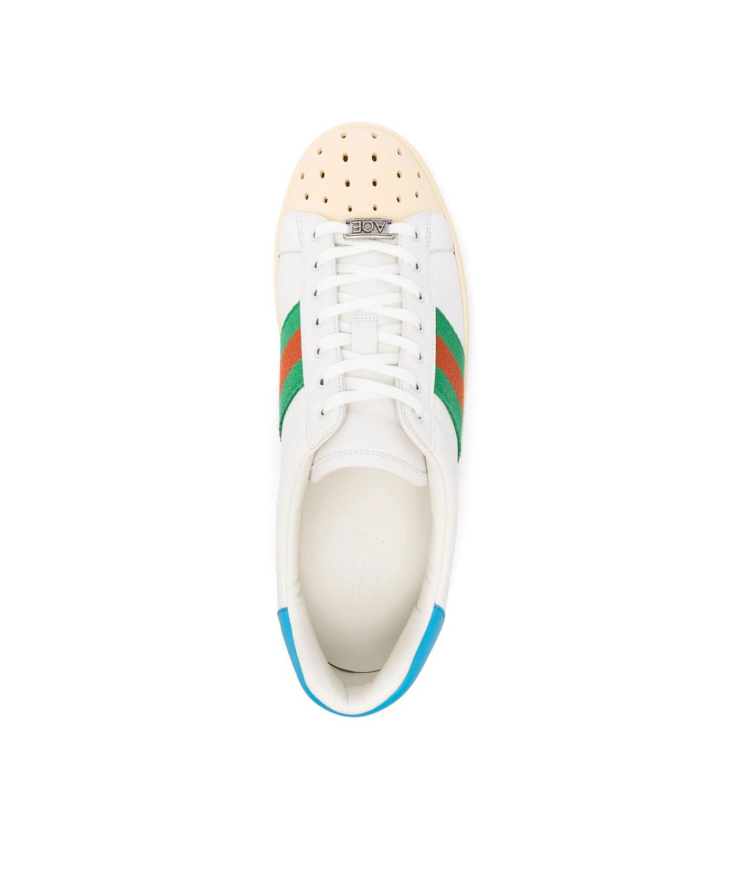 GUCCI Белые кожаные низкие кроссовки / кеды, фото 3