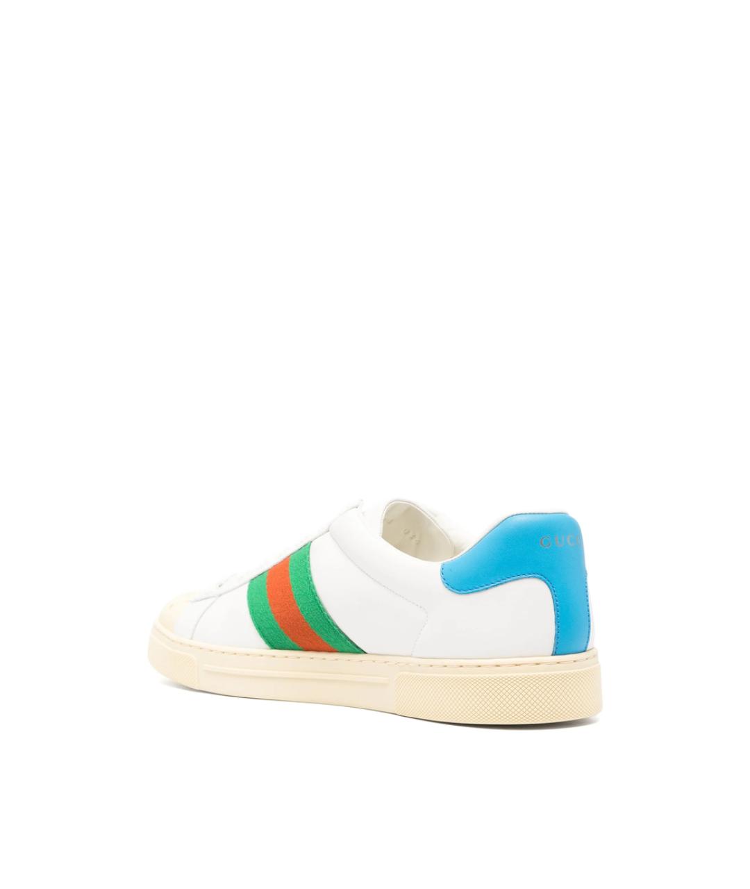 GUCCI Белые кожаные низкие кроссовки / кеды, фото 4