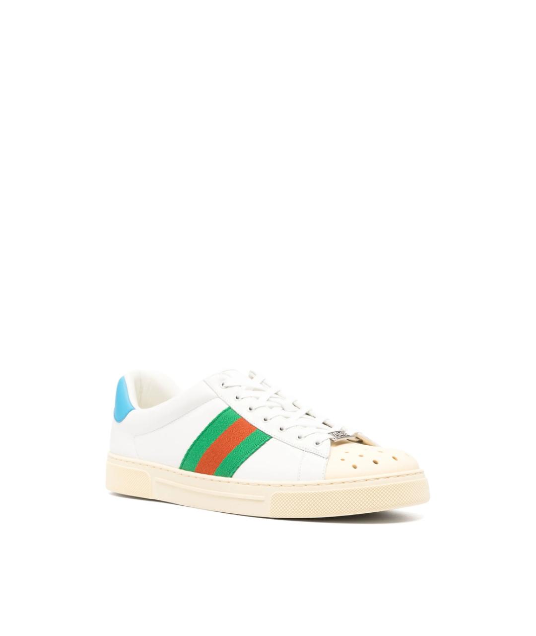 GUCCI Белые кожаные низкие кроссовки / кеды, фото 2