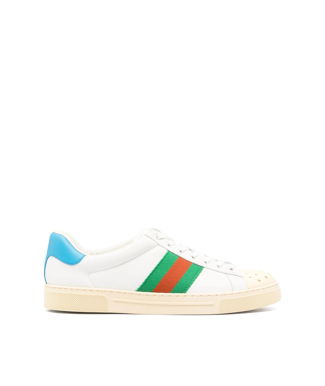 GUCCI Белые кожаные низкие кроссовки / кеды, фото 1