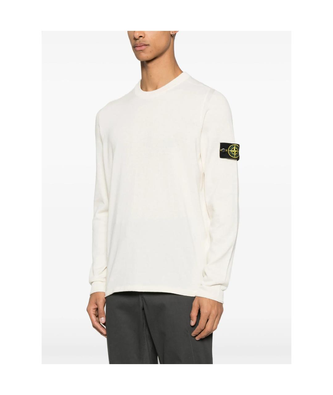 STONE ISLAND Бежевый хлопковый джемпер / свитер, фото 3