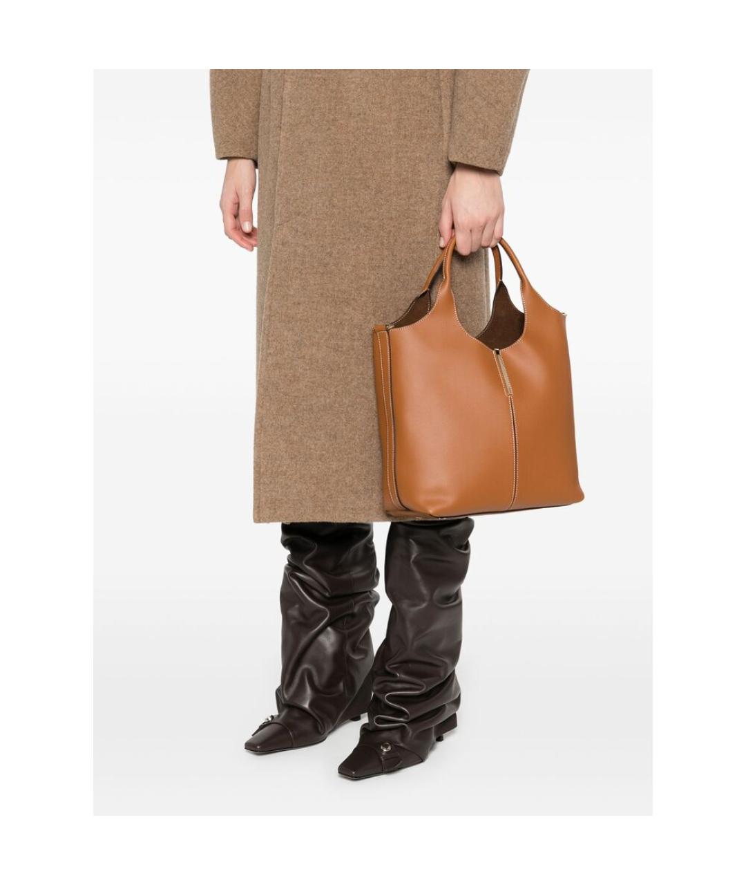 TOD'S Коричневая кожаная сумка тоут, фото 4