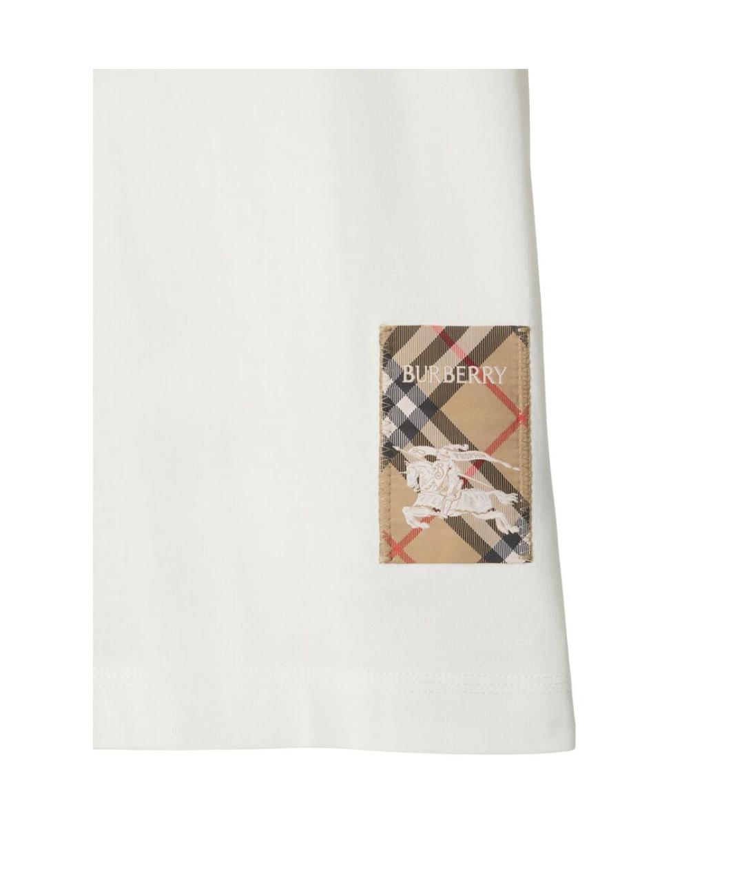 BURBERRY Белая хлопковая футболка, фото 3