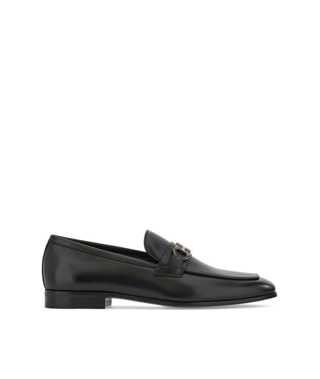 FERRAGAMO Черные кожаные лоферы, фото 1