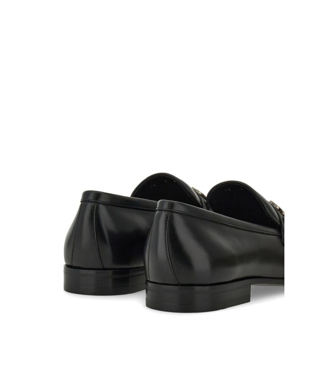FERRAGAMO Черные кожаные лоферы, фото 4