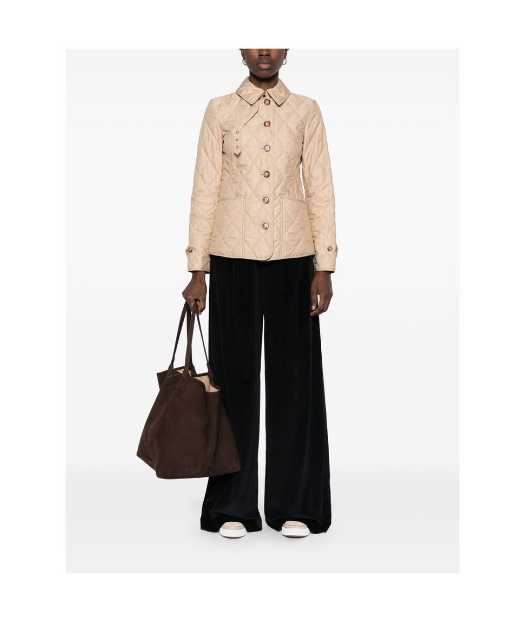 BURBERRY Бежевая полиэстеровая куртка, фото 5