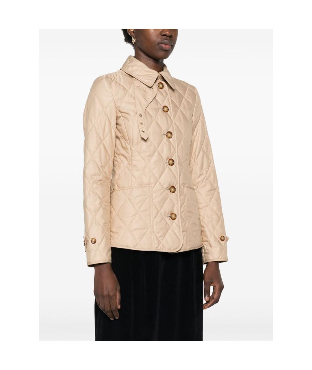 BURBERRY Бежевая полиэстеровая куртка, фото 4