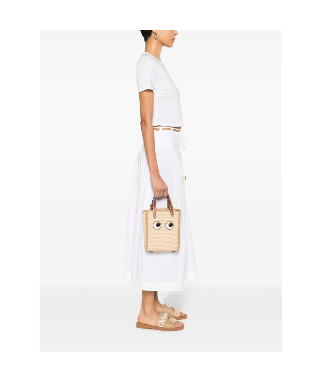 ANYA HINDMARCH Бежевая плетеная сумка с короткими ручками, фото 3